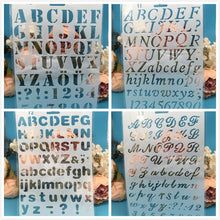Load image into Gallery viewer, New 4Pcs/Lot 27cm Alphabet Letters DIY Craft Layering Stencils Painting Scrapbooking Stamping Embossing Album Card Template
