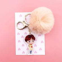 Load image into Gallery viewer, Kpop Bangtan boys Keychain Kawaii Plush pendant Cute cartoon Plush ball pendant key chain High quality K-pop bangtan boys